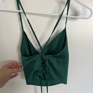 Green silk tank top